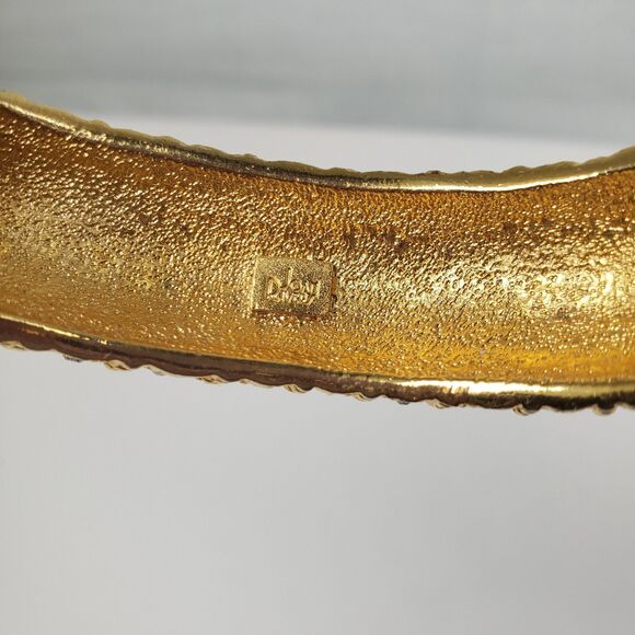 Vintage 80 Signed Joan Rivers Rhinestone Hinged Clamper Wide Bangle Bracelet 6.5 - Picture 13 of 16